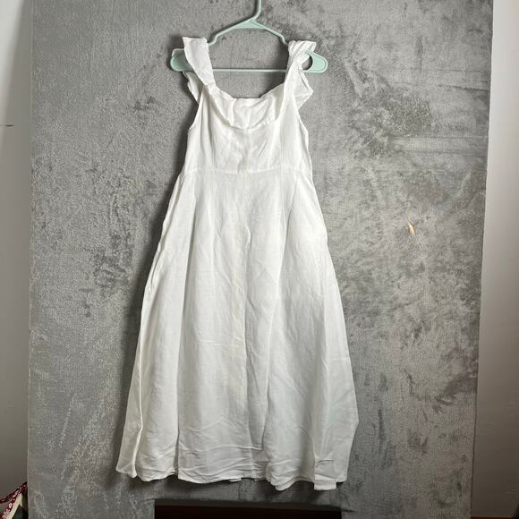 Anthropologie Off The Shoulder Button Midi Dress Size 14 Prairie Cottage New - Picture 2 of 6